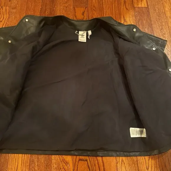 Adidas Originals Faux Leather Baseball Jersey Men's Large Black Snap Down 2024 - Picture 12 of 16